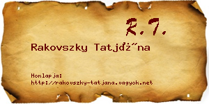 Rakovszky Tatjána névjegykártya
